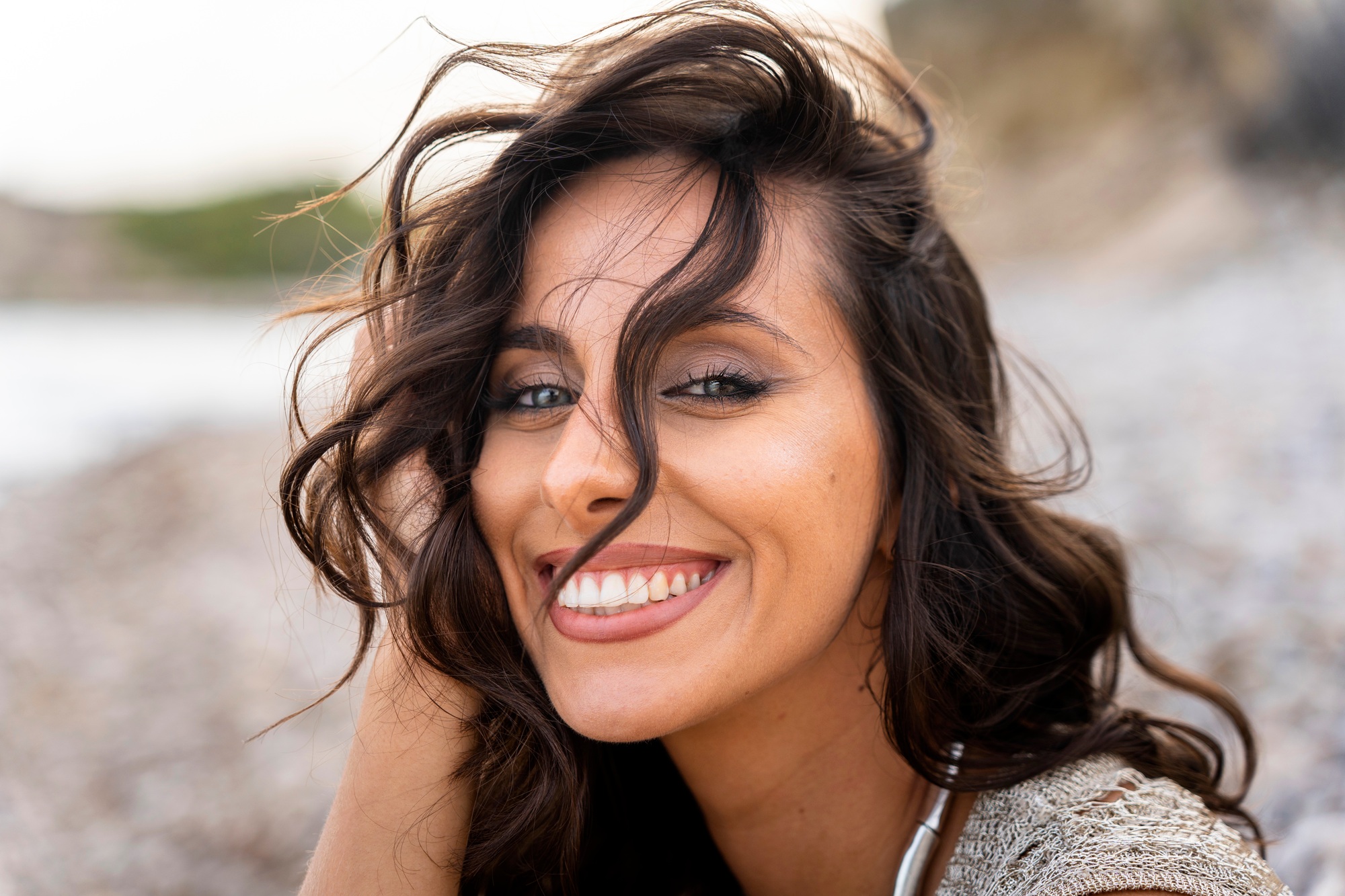 Woman with perfect smile on vacation